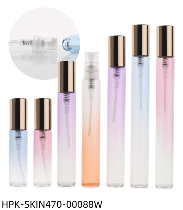 Gradient Effect Glass Perfume Spray Bottle with Metalized Silver Cap